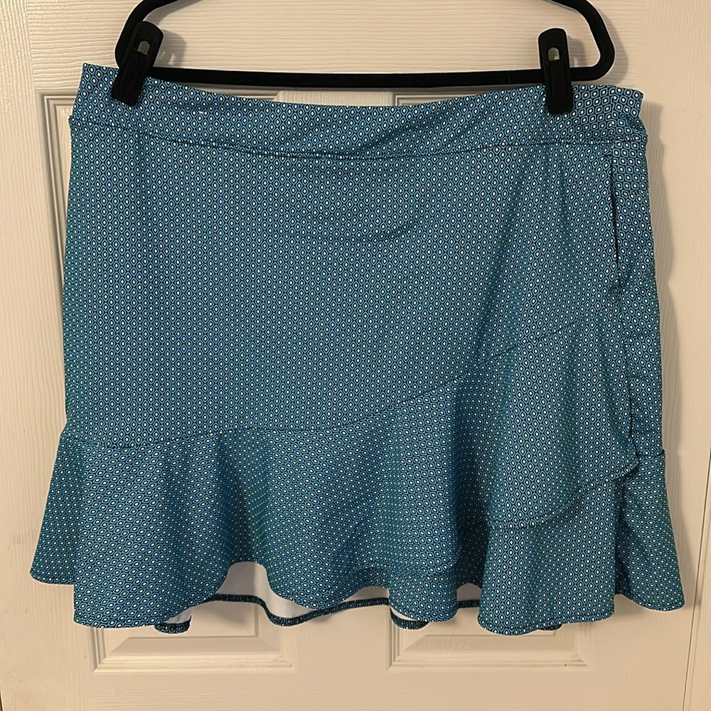 Blue Patterned Skort Golf Plus Size Skirt